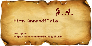 Hirn Annamária névjegykártya